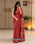 Red Ethnic Motif Printed Mul Cotton Saree